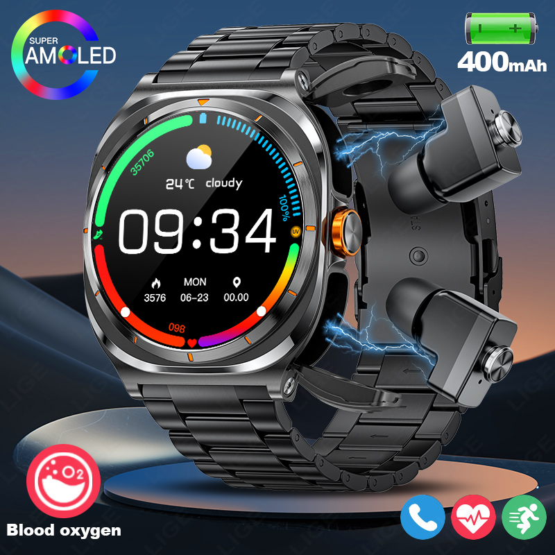 Smartwatch Running Watches For Men - Reloj LIGE 2025, auriculares inalámbricos, reloj