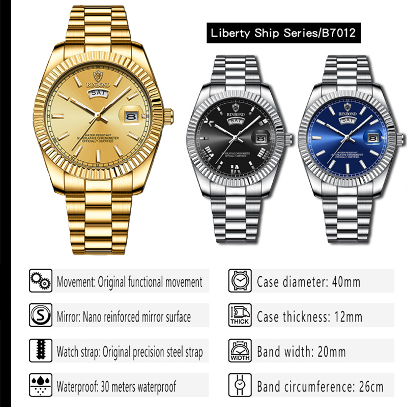 BINBOND B7012 Reloj de cuarzo  - Rolex Watch Datejust reseña y precio